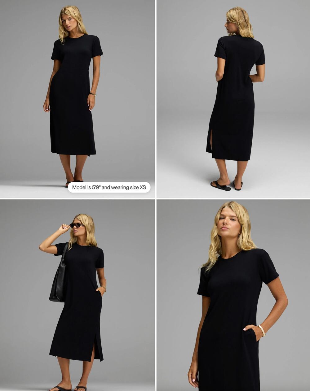 NWT Women's Brushed Bamboo Midi Dress XS Black